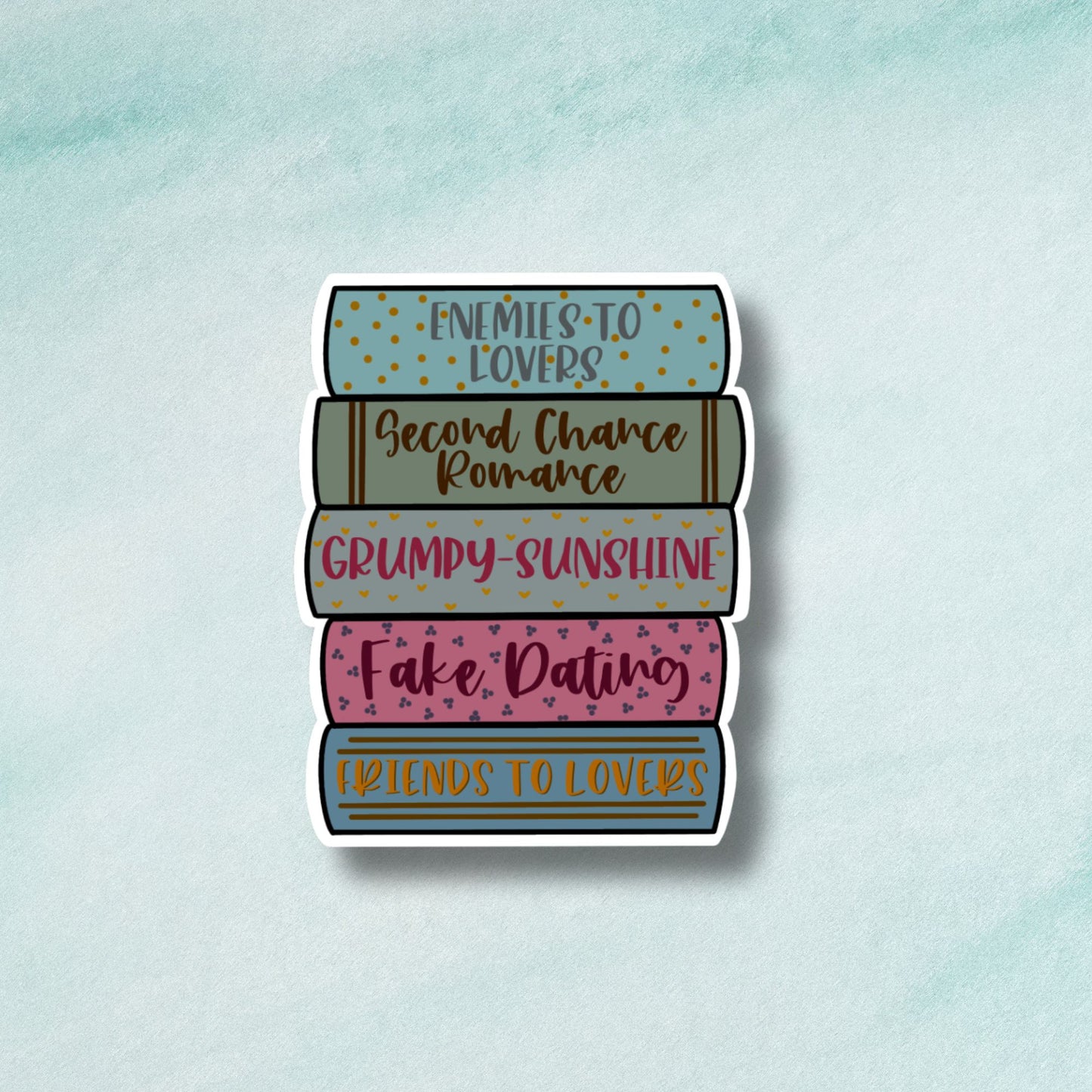 Romance Trope Book Stack Sticker