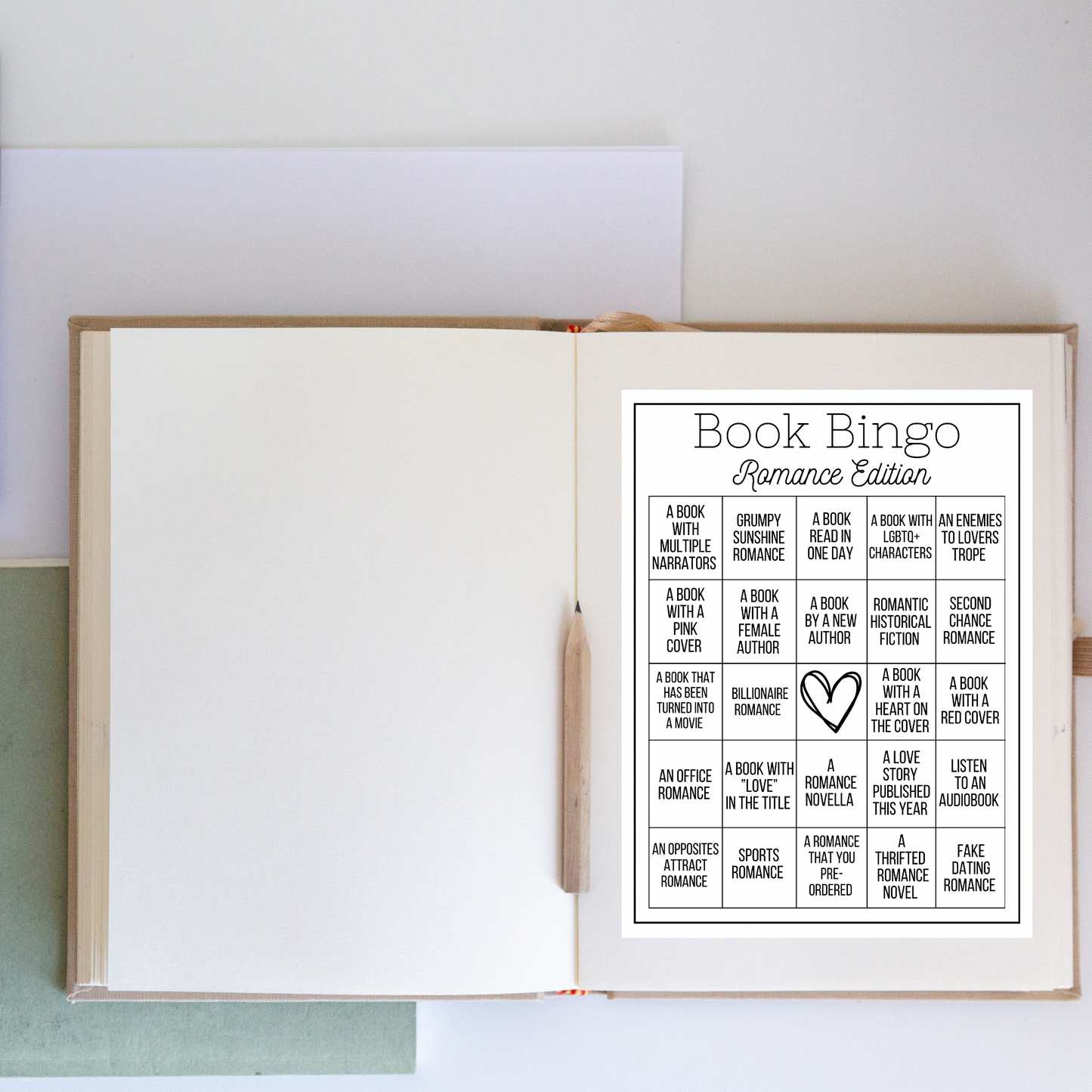 Book Bingo Sticker Sheet-Romance Edition