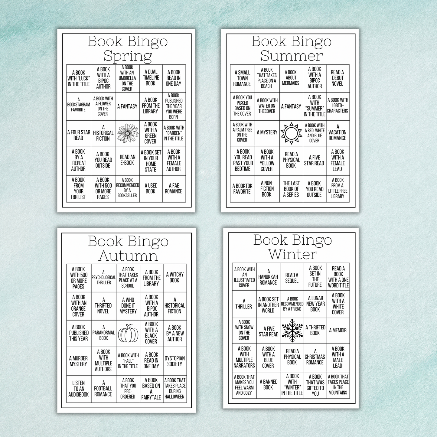 Book Bingo Sticker Sheet-Seasonal Set