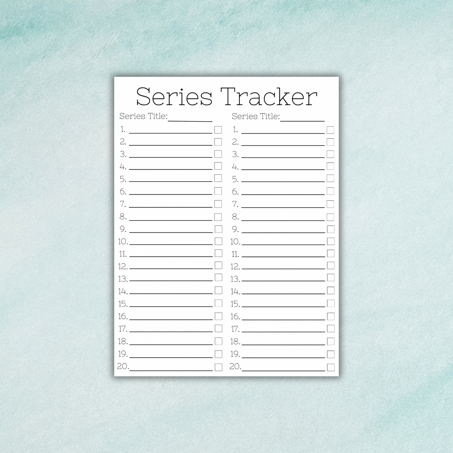 Book Series Tracker Sticker Sheet