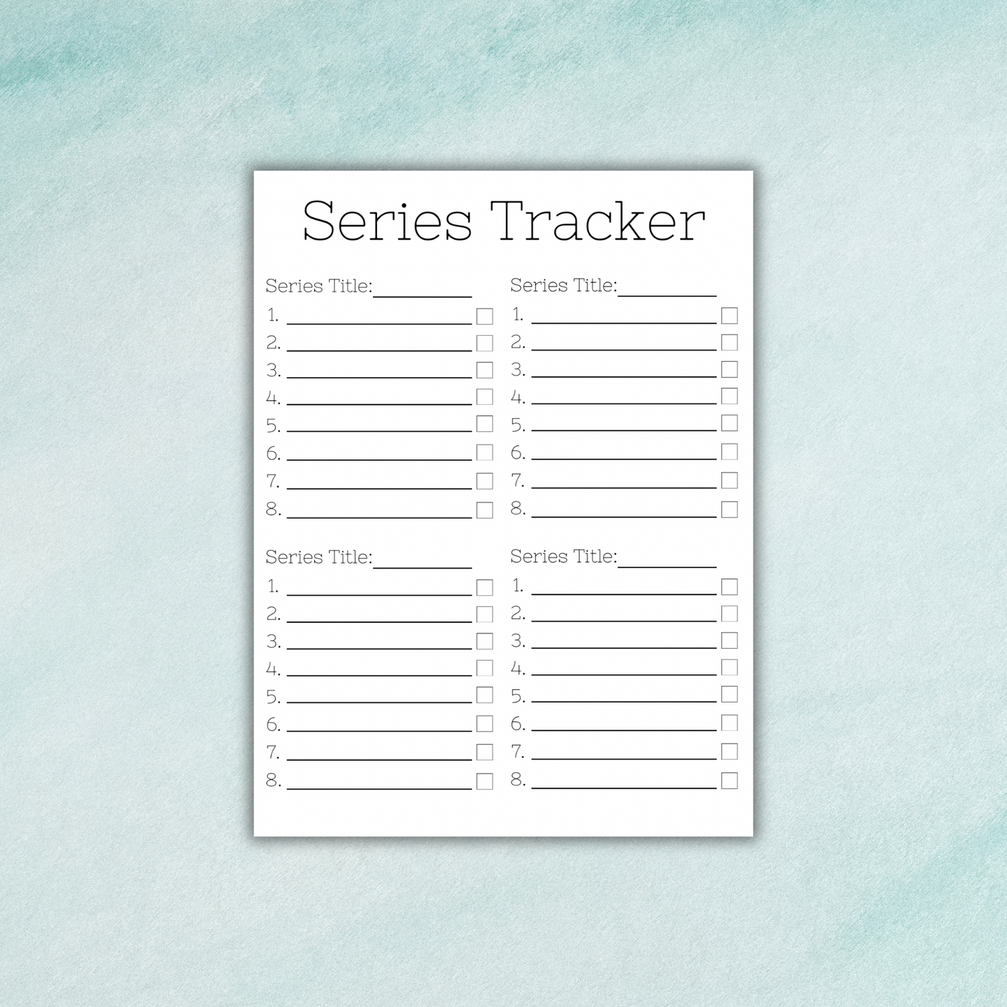 Book Series Tracker Sticker Sheet