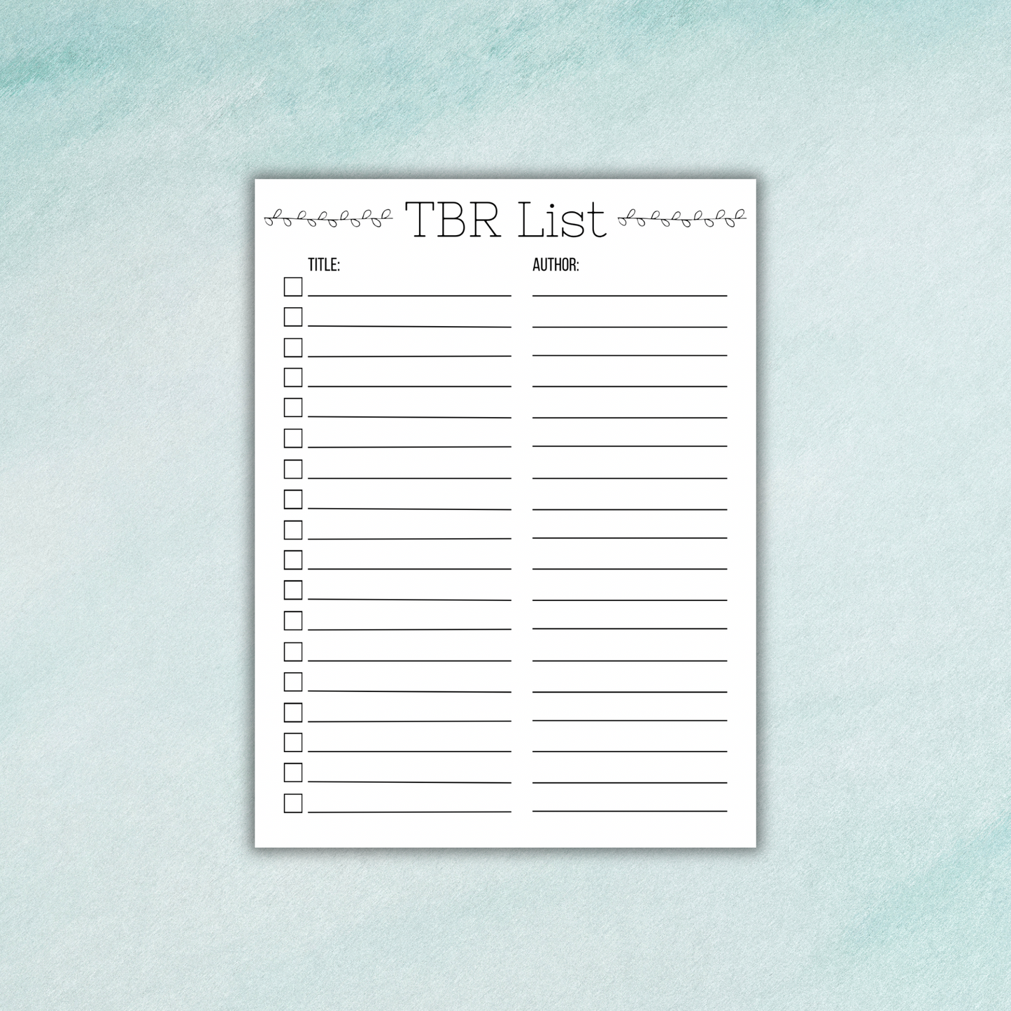 TBR (To Be Read) List Sticker Sheet